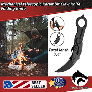 Mechanical Karambit Claw Folding Pocket Knife Hunting Survival Kit Steel EDC - Picture 1 of 10