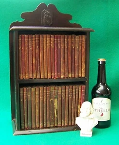 1898 SHAKESPEARE 37 BOOK POCKET MINIATURE SIZE SET C/W WOOD BOOKCASE WITH CREST - Picture 1 of 24