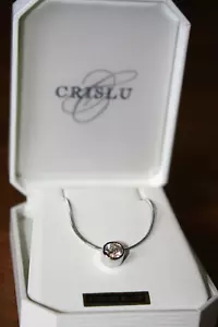 CRISLU PENDANT with 16" CHAIN- CZ .925 Sterling 1CTTW Extends to 19" FREE SHIP - Picture 1 of 3