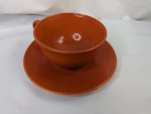 Platillo taza té café naranja Hazel Atlas - Imagen 1 de 9