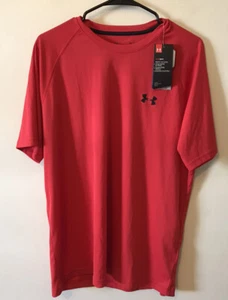 Under Armour Red T Shirt Mens Size L Short Sleeve Crew Neck Workout Gym Logo - Picture 1 of 8