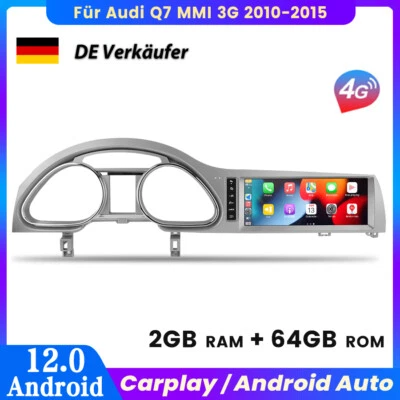 10.25” Autoradio Android Für Audi Q7 MMI 3G 2010-2015 Carplay 2+64GB GPS NAVI BT - Bild 1 von 4