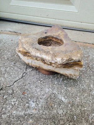 Unique Vintage Rock Swivel Planter  10 Inch 7 Inch - Image 1 of 4