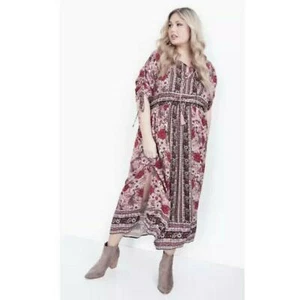New Avenue Womans Sz 16 Plus Dress Catrine Border Maxi Dress Mulberry Floral NWT - Picture 1 of 9