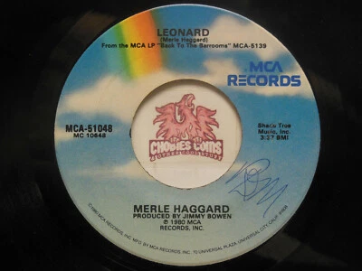 Merle Haggard: Leonard / Our Paths May Never Cross, 45 RPM VG (SD) - Image 1 of 2