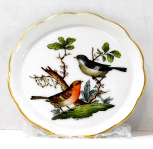 Herend Rothschild Small Round Trinket Dish Gold Rim Birds Hungary Vintage - Picture 1 of 7