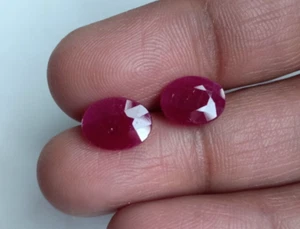 Natural Mozambique Ruby Oval Pair Cut Unheated Untreated Loose Gemstone 4 Ct - Picture 1 of 6
