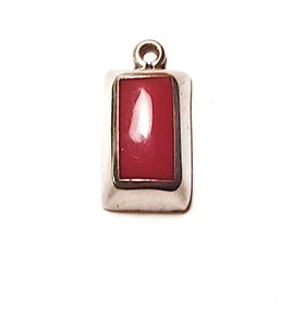 Pendente pietra rossa argento sterling piccolo lungo 9/16” per creazione gioielli artigianato - Foto 1 di 6