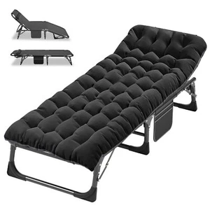 SLSY Folding Camping Cot Bed Portable Sleeping Reclining Lounger Chair & Pillow - Afbeelding 1 van 17