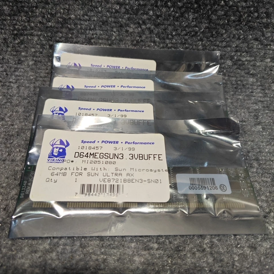 Viking Components 370-3797 64MB Lot Of 4 64MB DIMM for Sun Ultra AX - Image 1 of 2