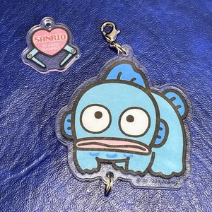 Sanrio Hangyodon Acrylic Dangle Charm Flat Plastic Blue Legged Fish Character - Picture 1 of 10