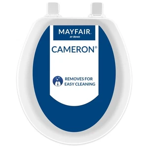 Cameron White Toilet Seat, Non Slip Heavy Duty Wood, Easy Clean, Round - Picture 1 of 9