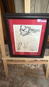 Original Kohlezeichnung nach Degas Tänzer Ballett signiert 18"x13" Impressionist - Bild 1 von 6
