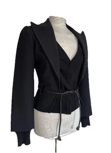 CHAQUETA CON CINTURÓN INCERT CÁRDIGAN NEGRO INUSUAL DOLCE & GABBANA AÑOS 90 TALLA 40 - Imagen 1 de 15