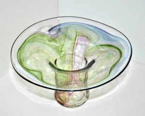 Jarrón anillo colgante de vidrio arte estudio firmado por DP David Salazar Iridiscente Lundberg - Imagen 1 de 10