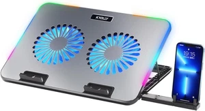 2024 Upgarde Metal RGB Laptop Cooling Pad Gaming Cooler with 2  - Picture 1 of 7
