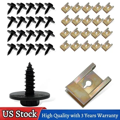 40x 适用于梅赛德斯-奔驰发动机盖下防溅罩保险杠 M6 螺栓 U 型螺母夹 — 第 1/4 张图片