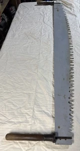 DWN•Vintage Antique Crosscut 2 Man Logging Saw 64”L Wide blade, Primitive Tool - Picture 1 of 10