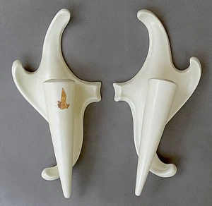 Red Wing Pottery Wall Candle Sconces Holders Ivory Redwing Mid-Century 1454 Mod - Picture 1 of 5