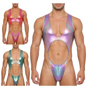Vêtements de nuit homme sexy justaucorps bar combinaison brillant body lingerie maillot de bain rave - Photo 1/47