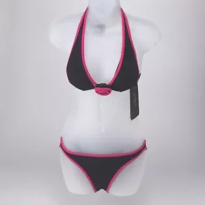 Gottex Black with Hot Pink Rose/Trim Bikini - Size 8 - Picture 1 of 8