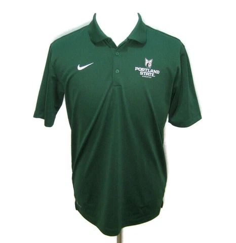 PORTLAND STATE Vikings Men's (Medium) Green NIKE Short Sleeve Polo Shirt Dri-Fit Cover