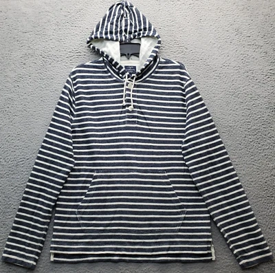 J.CREW New York Hoodie Women M Multi Striped Athletic Fleece Quarter Button Slit - Image 1 of 4
