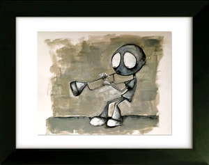 Limited Edition Drawing with Frame - Trumpet - Art by SLAZO - 16x20 - Picture 1 of 3