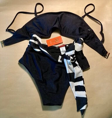 Traje de baño ajustable de una pieza River Island para mujer - talla 4 - negro blanco ¡NUEVO CON ETIQUETAS! Foto 1 de 2