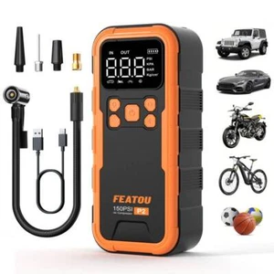 Tyre Inflator Portable Air Compressor, Led Light for Cars Bikes Motorcycles Ball - Picture 1 of 6