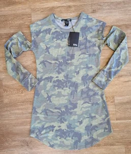 Rebel Sugar Camouflage Kaltschulter T-Shirt Kleid Größe XS - Bild 1 von 5