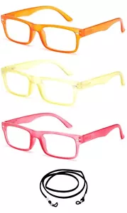 3 PC Bulk Simple Comfortable Translucent Vintage Reading Glasses w/Spring Arm - Picture 1 of 3