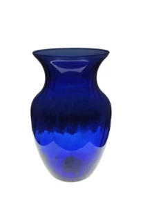 Cobalt Blue Bud Vase by Indiana Glass Co. Illusions Swirl Flower Vase Design - Picture 1 of 9