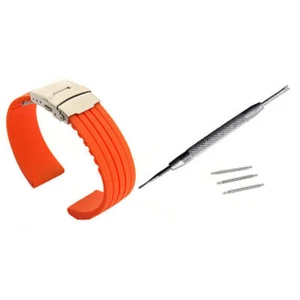 Silicone Rubber Watch Strap Band Watchband Waterproof w/Clasp 18 20 22 24 ST MM - Picture 1 of 7