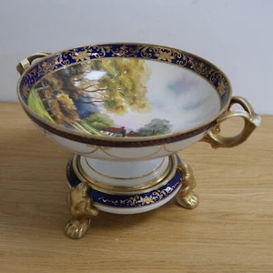 Antique Japanese Noritake Nippon Hand Painted Porcelain Centrepiece Bowl & Stand - Picture 1 of 7