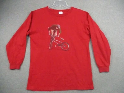 Vintage 90s Boys Shirt Tee Bicycle Red XL Single Stich USA Bike is Life - Image 1 of 4