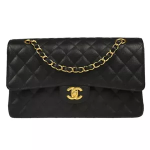 Chanel Black Calfskin Medium Classic Double Flap Shoulder Bag 144570 - Picture 1 of 11