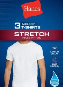 Paquete de 3 camisetas Hanes para hombre talla XL blancas lisas cuello redondo sin etiquetas manga corta - Imagen 1 de 7