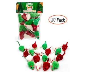 AXEL PETS 20 Merry Christmas Holiday Katze Kaninchenfell Mäuse Spielzeug mit Katzenminze Rassel - Bild 1 von 5