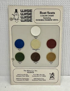 Vintage 1980s Wise Boat Seats Color Chart Sample Fishing 8.5” x 5.5” - Picture 1 of 5