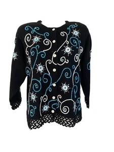 Designoptionen von Philip & Jane Gordon Damenpullover Cardigan schwarz Perlen XL - Bild 1 von 9