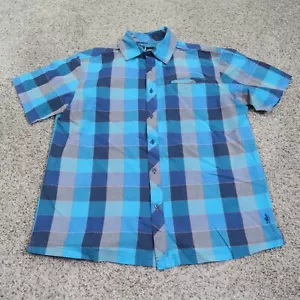 Smartwool Shirt Mens Large Blue Plaid Merino Wool Outdoor Hiking Button Up - Picture 1 of 8