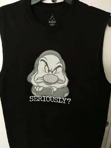 Disneyland Resort T Shirt Grumpy Dwarf "Seriously?" Crew Neck Sleeveless NWOT - Picture 1 of 4