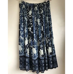 Vintage Maxirock Kushi blau Print Große XL transparent Tunnelzug Taille Hippie Boho - Bild 1 von 5