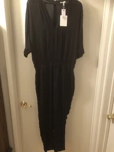 Joie Jumpsuit schwarz Seide Benise V-Ausschnitt Slim Leg Tapered Gr. M - Bild 1 von 10