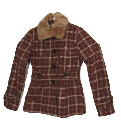 Maurices Womens Plaid Multicolor Jacket, Faux Fur Collar, Sz:S, Buttons RN131159 - Image 1 of 4