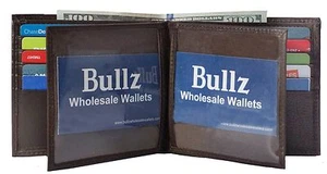 Herren Hipster Geldbörse Premium Leder Groß Kreditkarten Organizer Doppel Ausweis Braun - Bild 1 von 5
