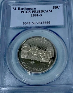 1991-S M.Rushmore Commemorative Half Dollar- PCGS-PR68DCAM Very Nice Coin - Picture 1 of 2