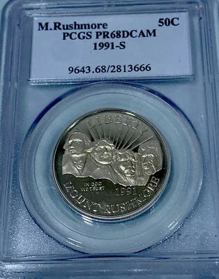 1991-S M.Rushmore Commemorative Half Dollar- PCGS-PR68DCAM  Very Nice Coin - Image 1 of 2