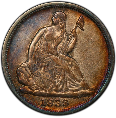 1838-O PCGS XF45, Seated Liberty Half Dime *Ultra Rare w/Eye Appeal Cover